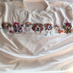 Cute dogs with flower crowns graphic T-shirt